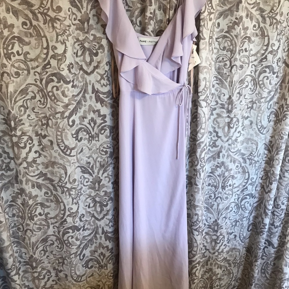 NWT Lavender Fame and Partners Long Wrap Dress, Size 6, wedding guest, prom - Picture 2 of 10